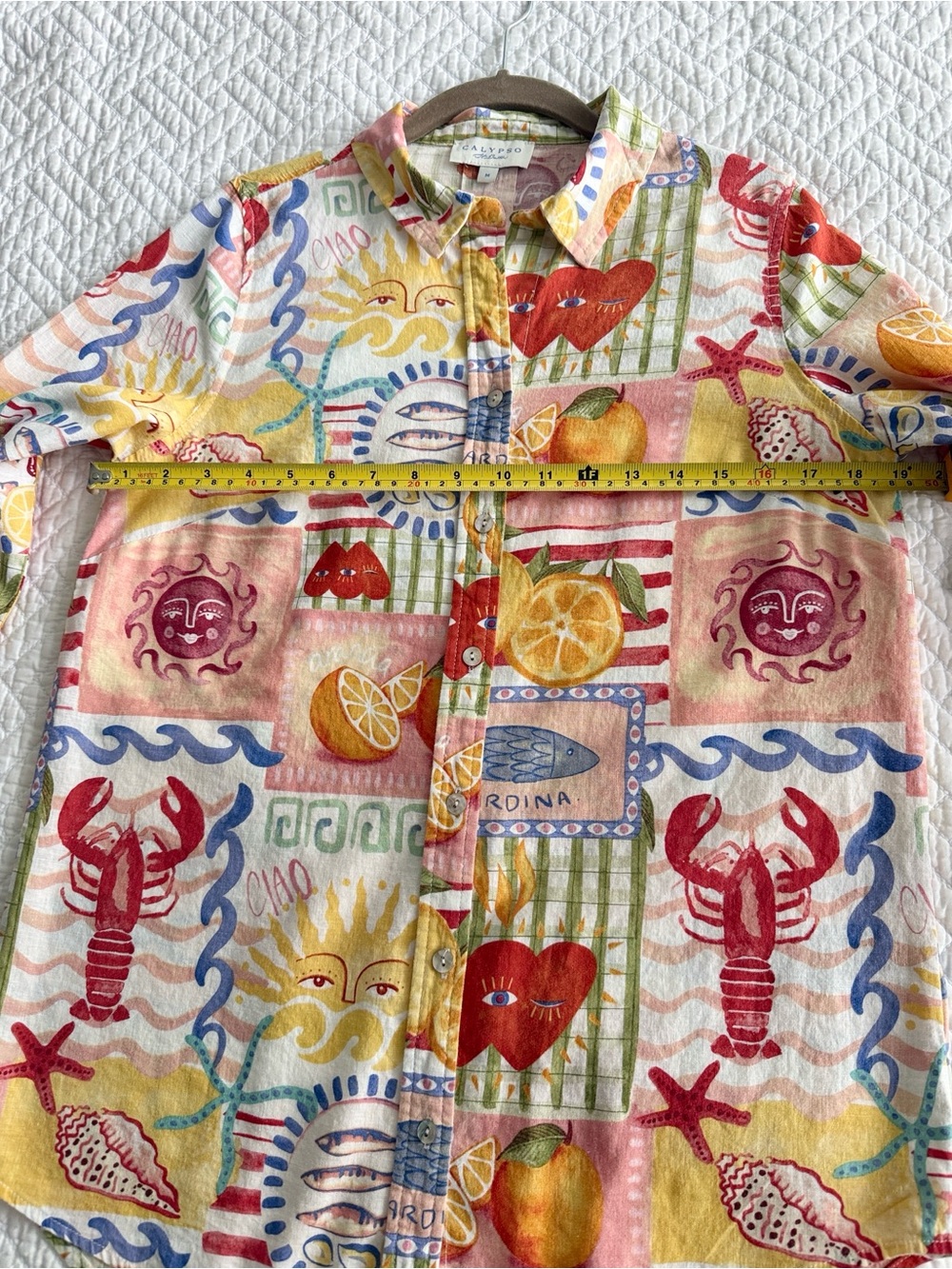 Calypso St. Barth Multicolor Tropical Print Button-Down Shirt Coastal Size M - Picture 7 of 12